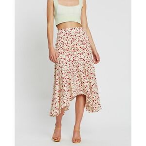 C/MEO Collective Intersect Asymmetrical Midi Skirt Floral High Low NWT Size L
